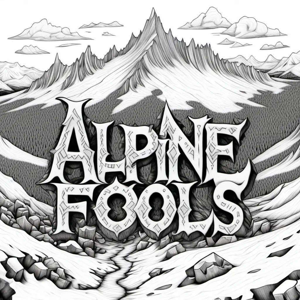 Alpine Fools HandDrawn Black and White Snow Cap Font with Medieval Touch