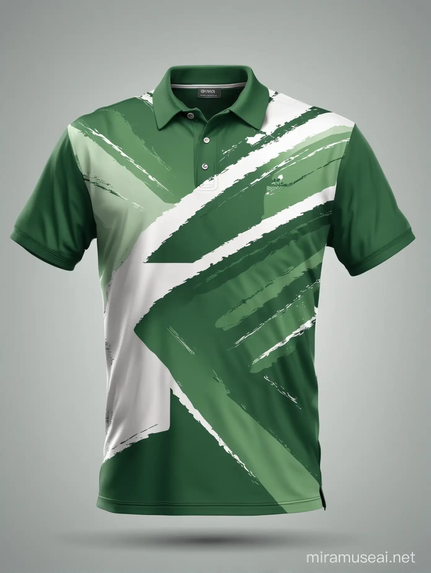 Green and White Abstract Vector Polo Shirt Design