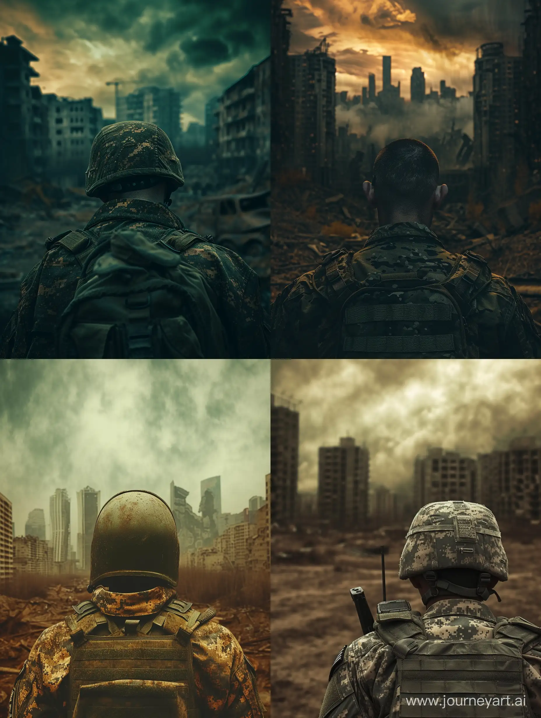 PostApocalyptic-Soldier-Facing-Camera-Against-Ruined-Cityscape