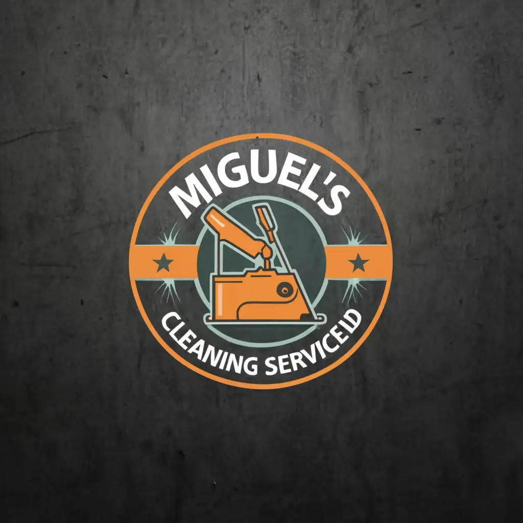 LOGO-Design-for-Miguels-Cleaning-Services-Ltd-Futuristic-Modern-Style-with-Polishing-Flooring-Machine-and-Pressure-Washer-Symbols-for-Construction-Industry