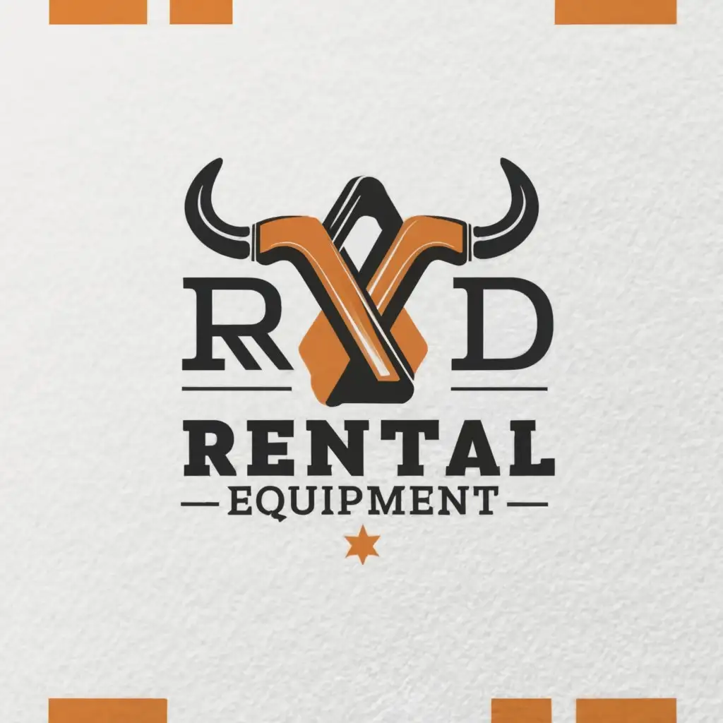 a logo design,with the text "R&D Rental Equipment", main symbol:longhorn,Moderate,be used in Construction industry,clear background