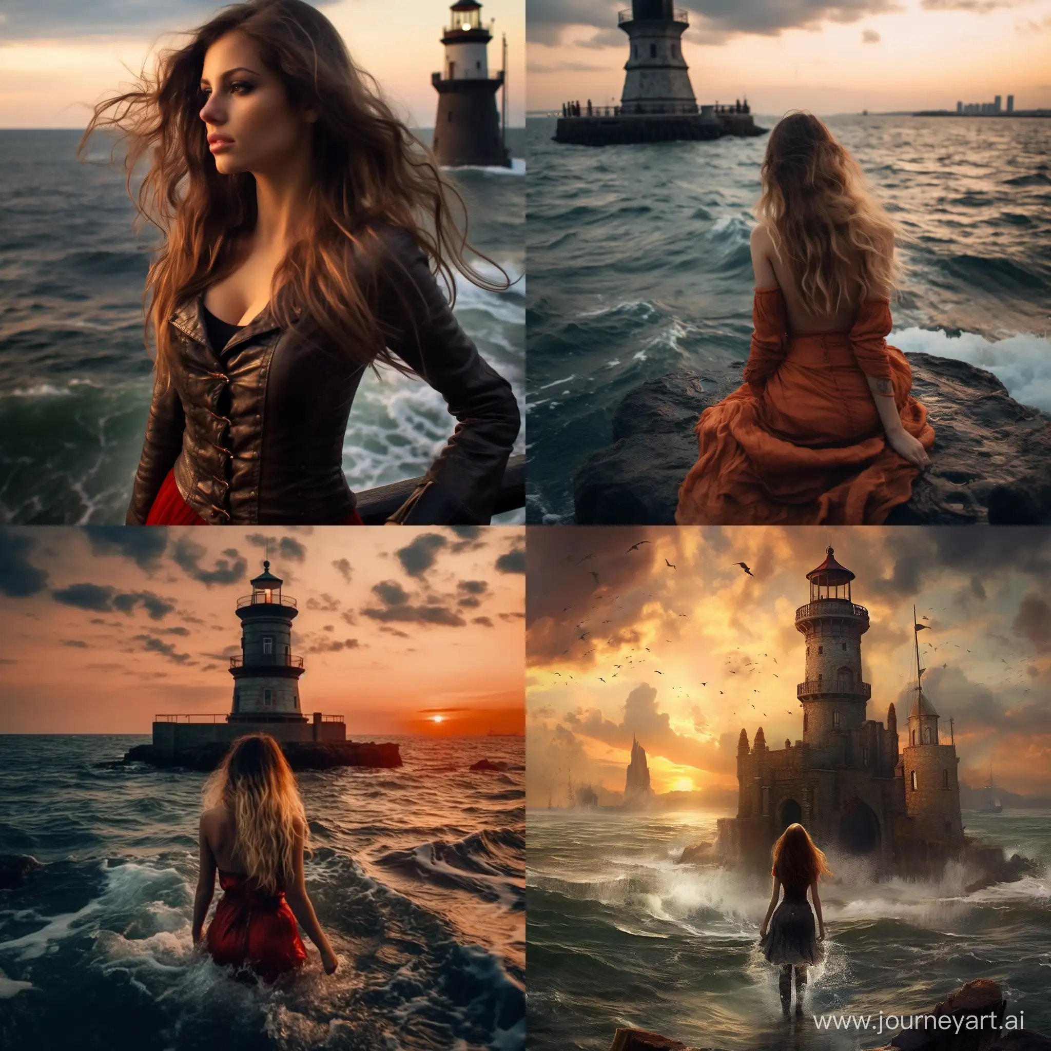 iki denizin karışmadığı yerde denizin içinde ada üzerine kız kulesinde bir kız
