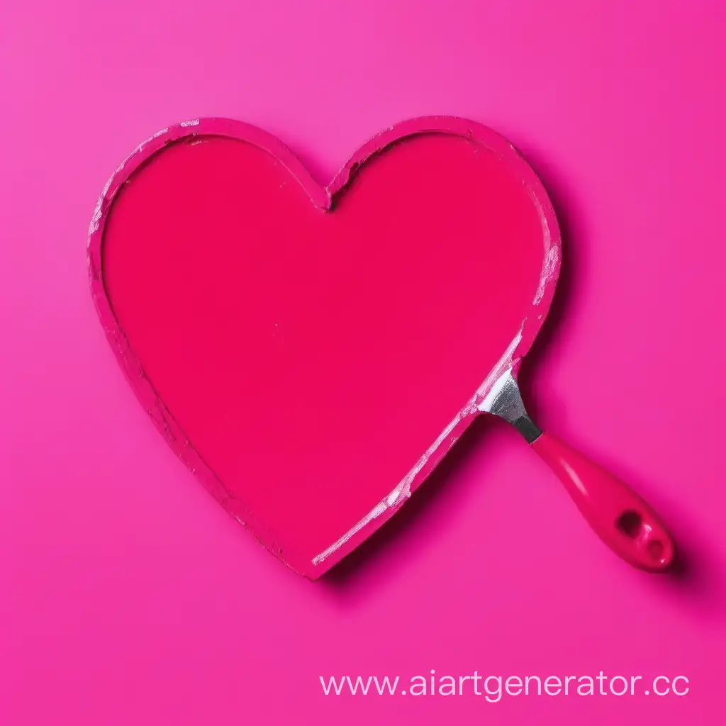 Палитра сердечко на ярко розовом фоне с ручкой