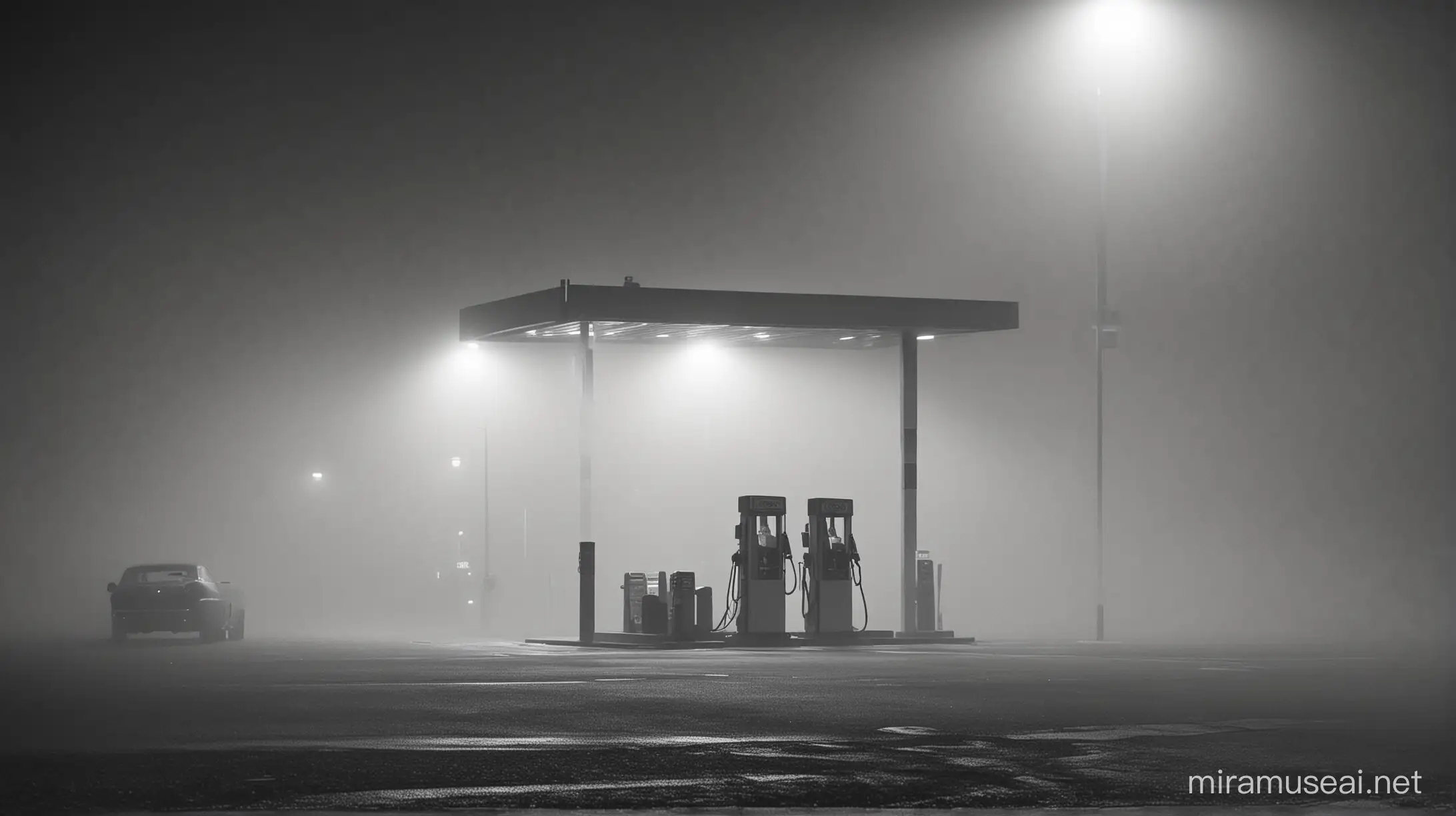 Eerie Night at Abandoned Gas Station Marks Midnight Stop