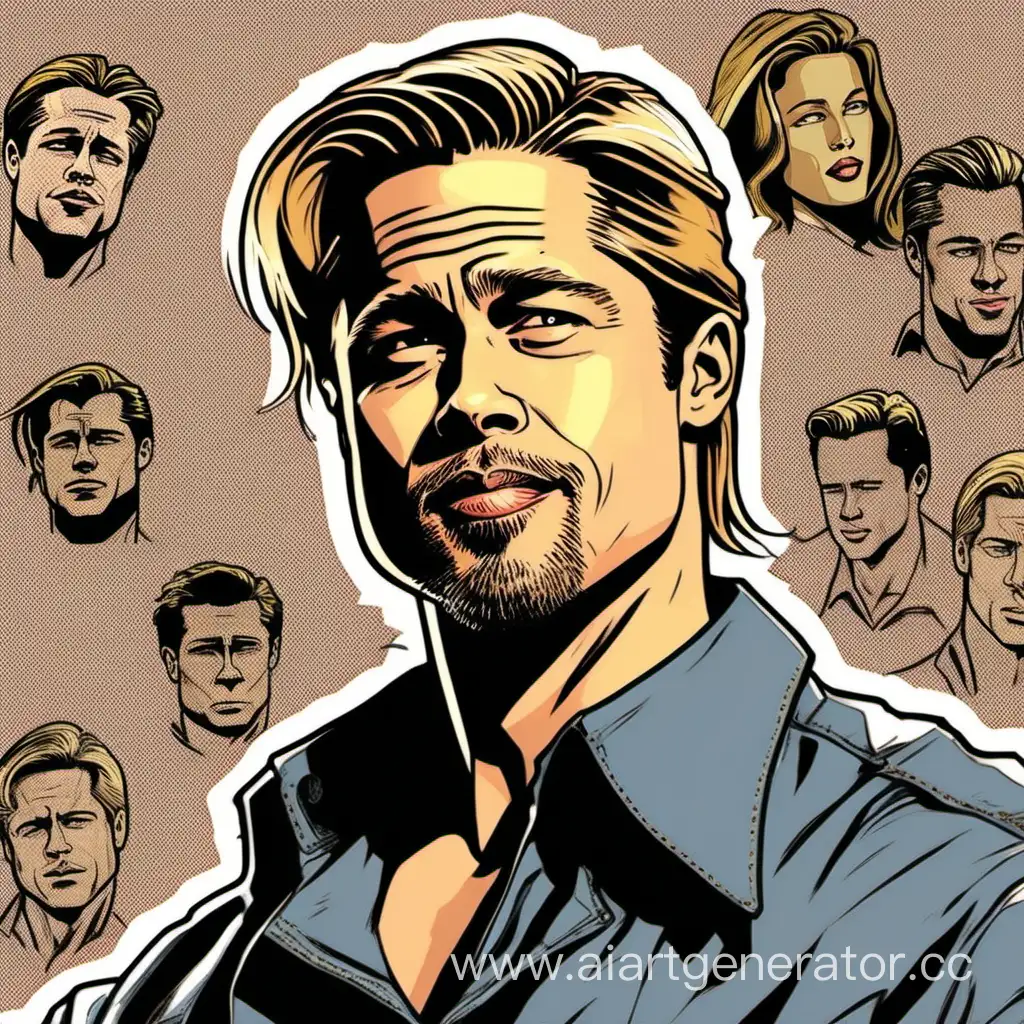 Brad-Pitt-Portrayed-in-Dynamic-Comics-Style-Illustration