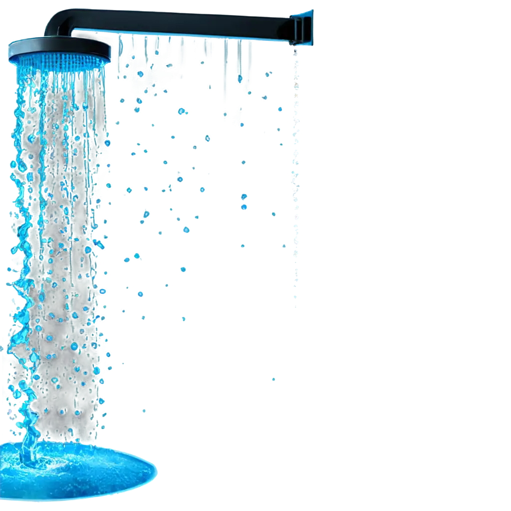 blue splashes of water from a black shower

