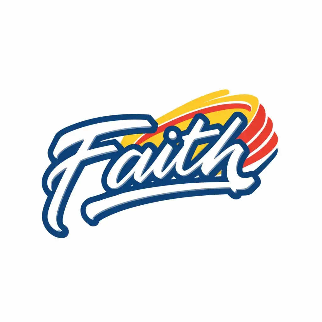 a logo design,with the text "FAITH CREATIONS", main symbol:Cursive f bright colors Pepsi style beverage,Moderate,clear background