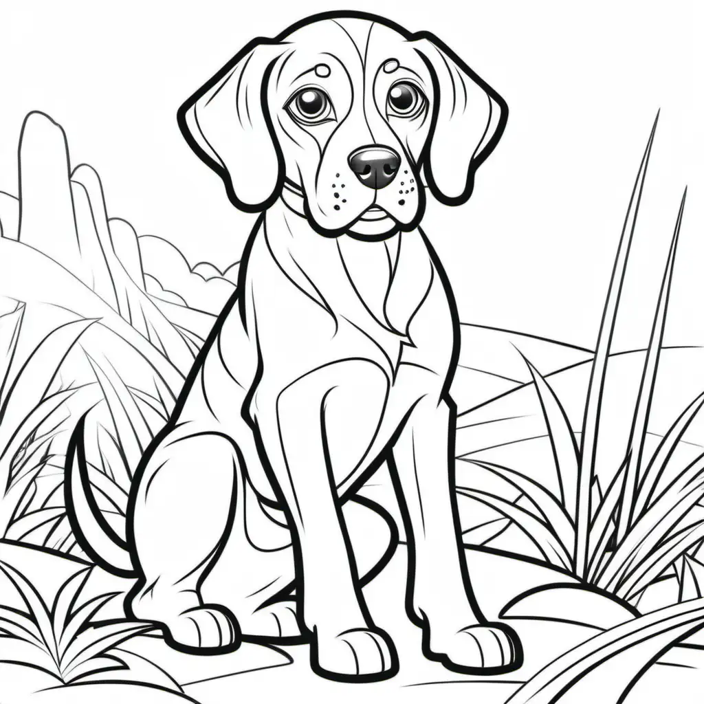 colouring page for kids , Pointer dog  ,
cartoon style , thick lines , low detail , no shading --r 911
