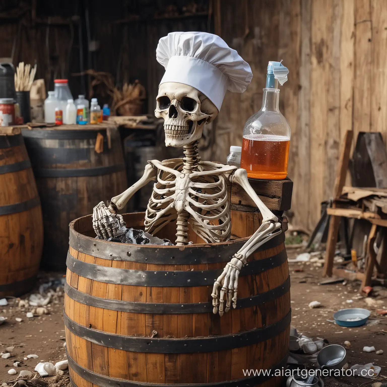 Skeleton-Chef-Brewing-Potions-in-Junkyard-Barrel