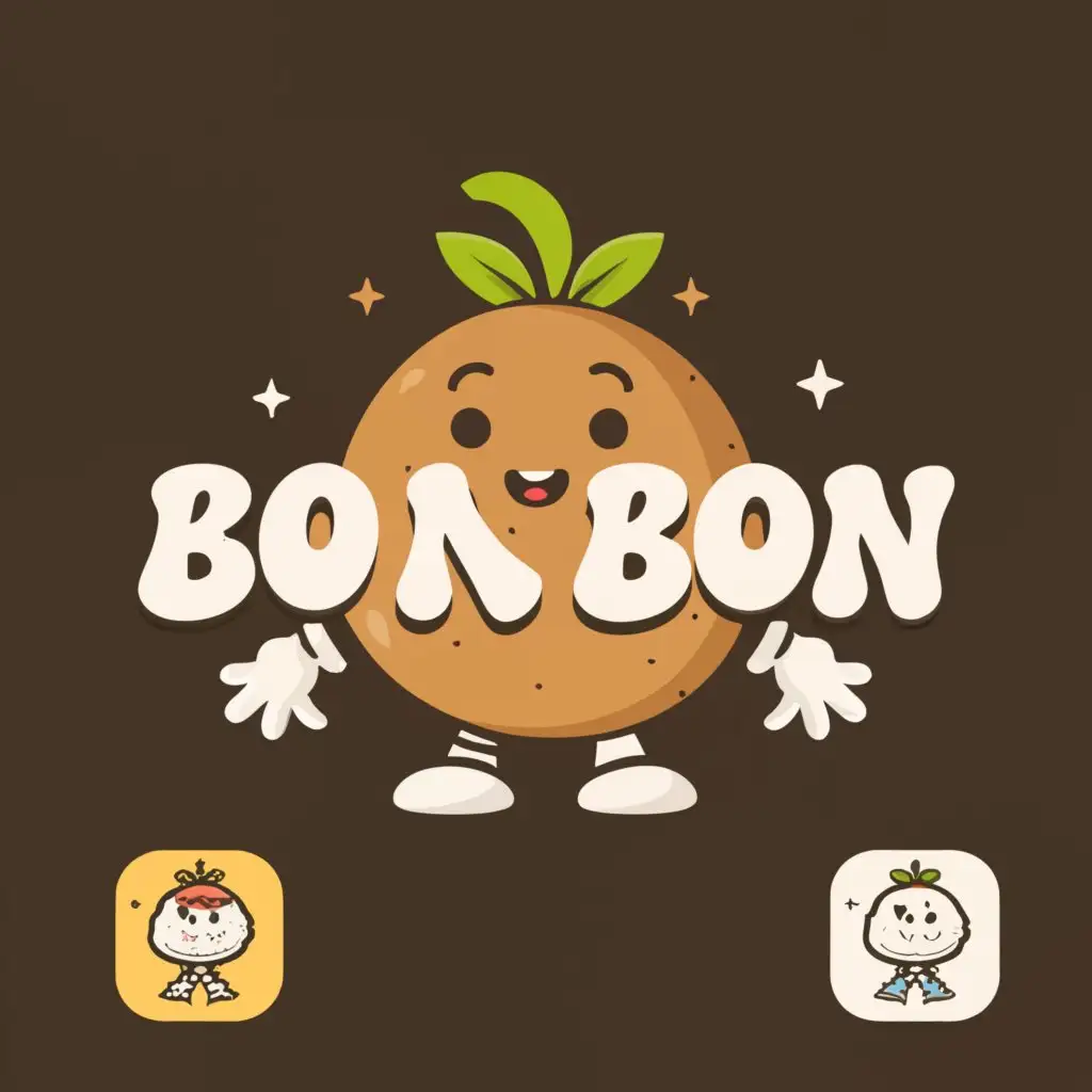a logo design,with the text "BonBon", main symbol:Potato ball, character promoting the potato ball,Minimalistic,be used in Restaurant industry,clear background
