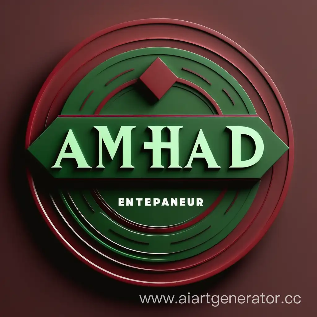 Custom-Amhad-Logo-Design-in-Green-and-Dark-Red-for-Individual-Entrepreneur
