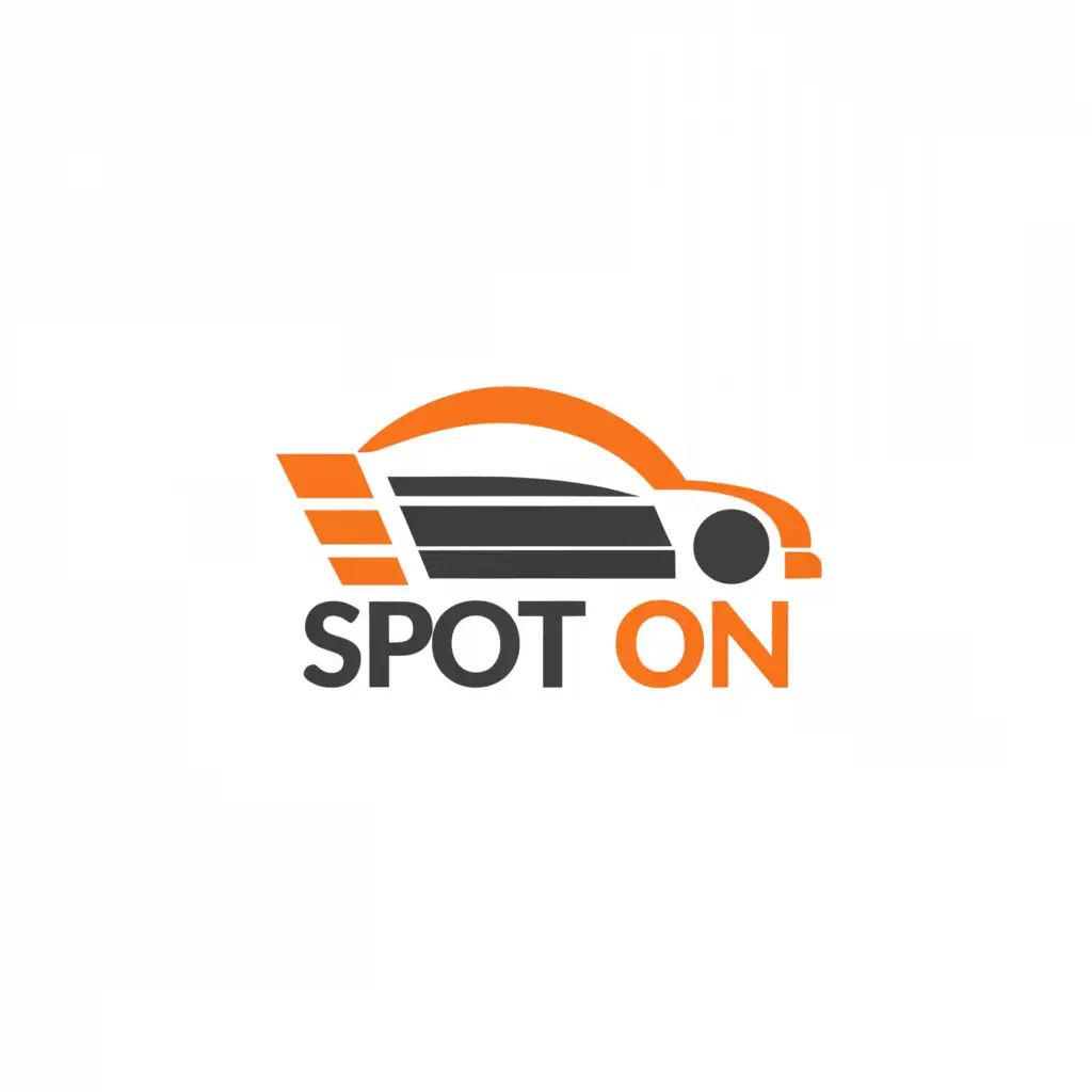 a logo design,with the text "SPOT ON", main symbol:Car,Minimalistic,clear background