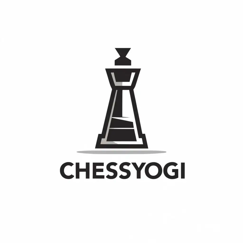 logo, A chess rook, with the text "ChessYogi", typography