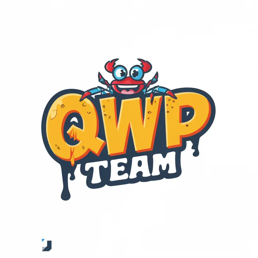 a logo design,with the text "qxwip team", main symbol:Mr. Crab from the cartoon SpongeBob,Moderate,clear background