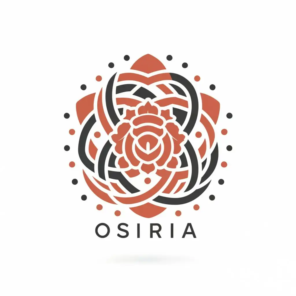 logo, ancient Egyptian rose, Ancient Egypt colors, roses made from connection lines in the Internet, Digital world, small rose, with the text "Osiria", typography, be used in Internet industry