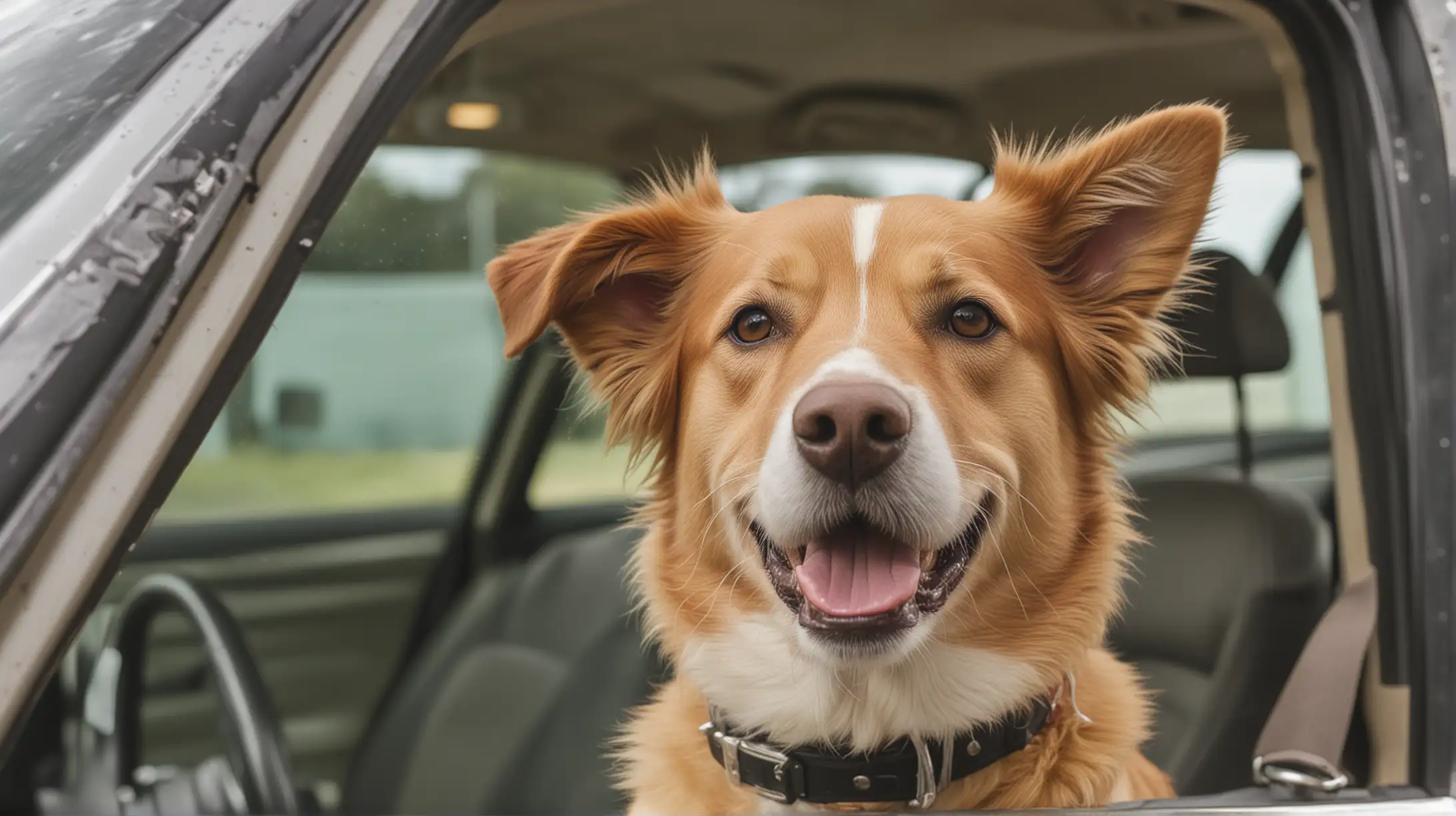 a happy dog in the car in Australia