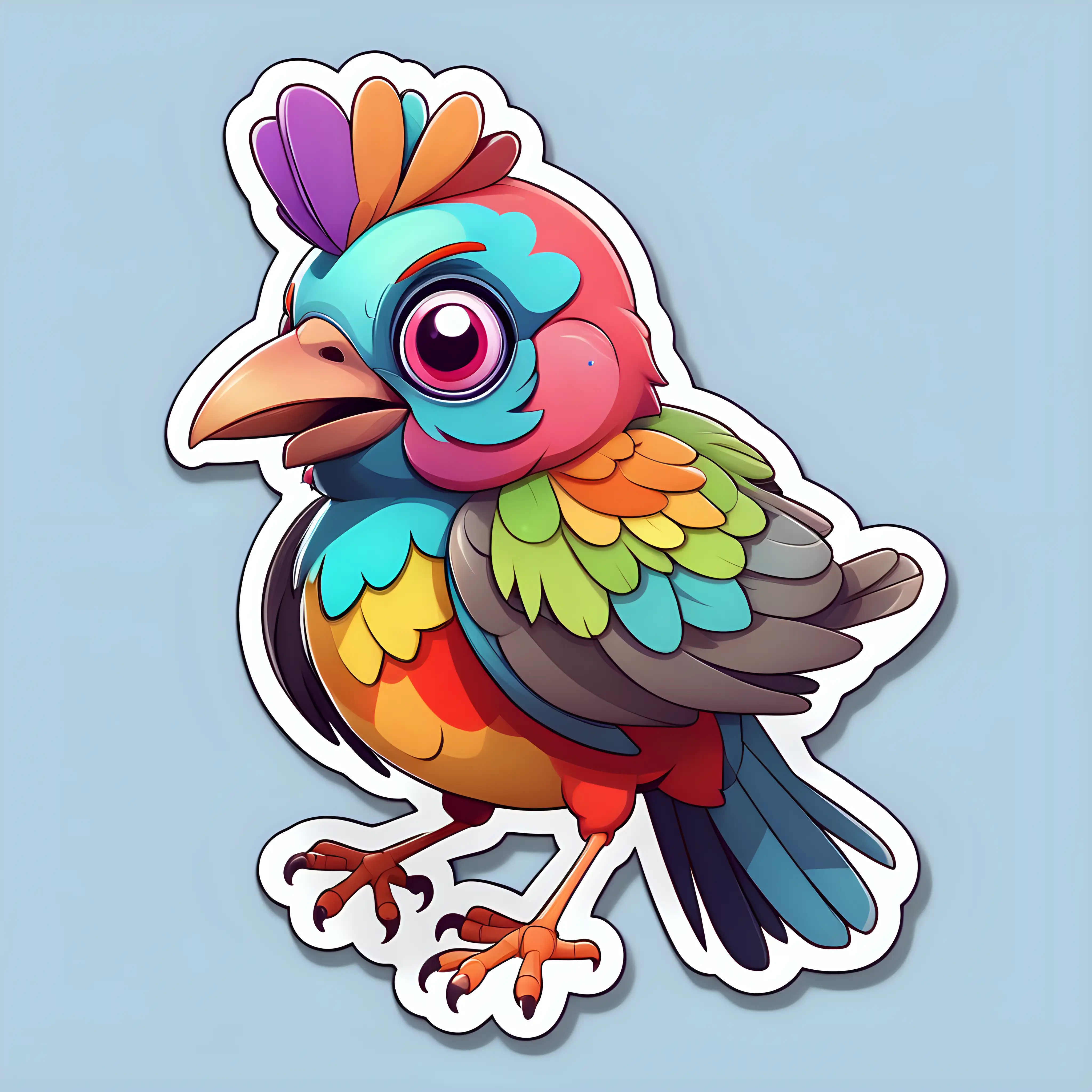 Vibrant Cute Bird Sticker on Clear Background