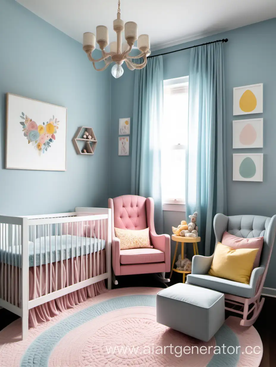 Cozy-Nursery-with-Rocking-Chair-and-Vibrant-Palette