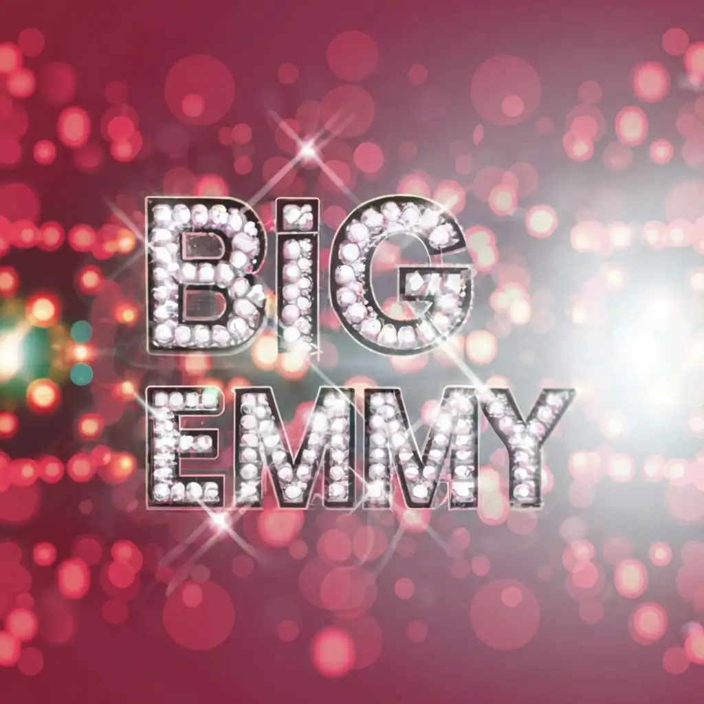 logo, Shinny bling blurry pink background, with the text "Big Emmy", typography, be used in Finance industry