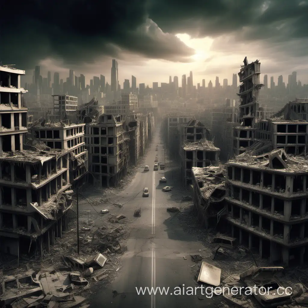 PostApocalyptic-Cityscape-with-Ashen-Road