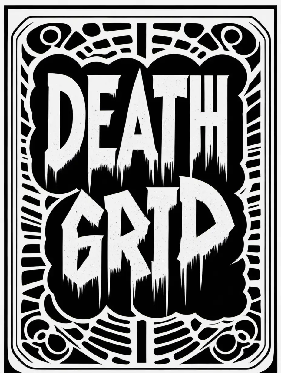 Black and white Stencil of Death Grip film poster, in the style of Jim Phillips, logo, minimalist, simplicity, vector art, negative space, isolated on black background -v 5