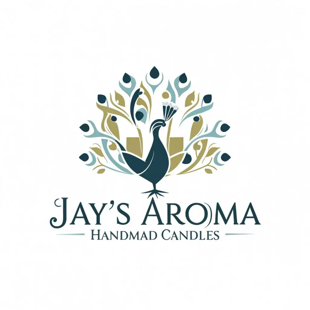 a logo design,with the text "Jay`s Aroma handmade Candles ", main symbol:Peacock,Moderate,clear background