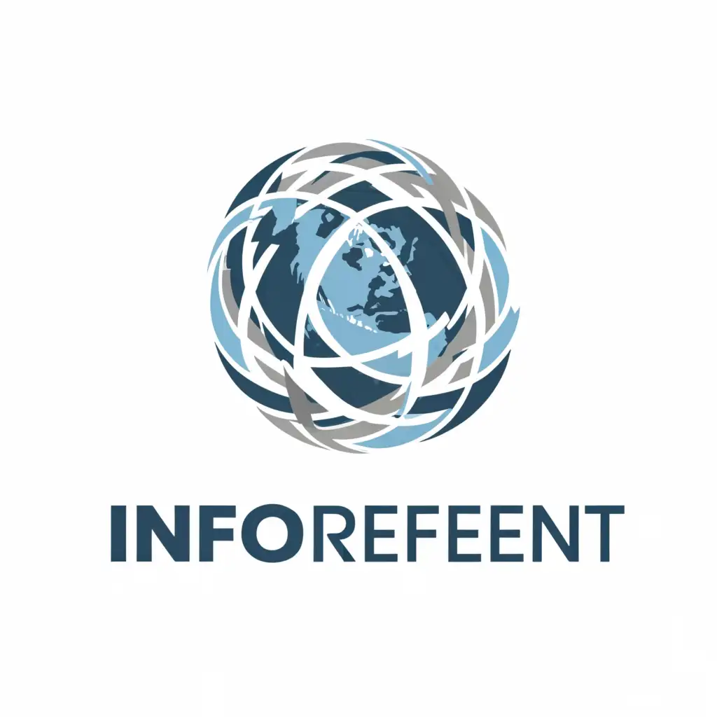 a logo design,with the text "InfoReferent", main symbol:the globe around which rings of information spin in a chaotic manner,Moderate,be used in Automotive industry,clear background