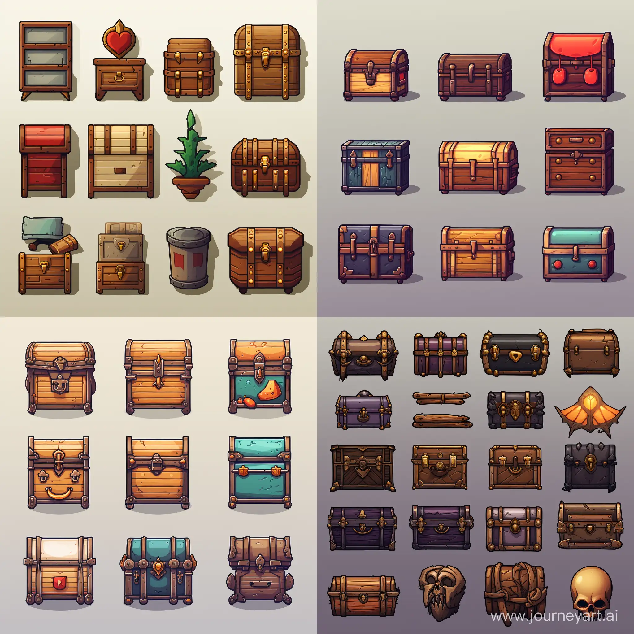 pixel item icons, chests