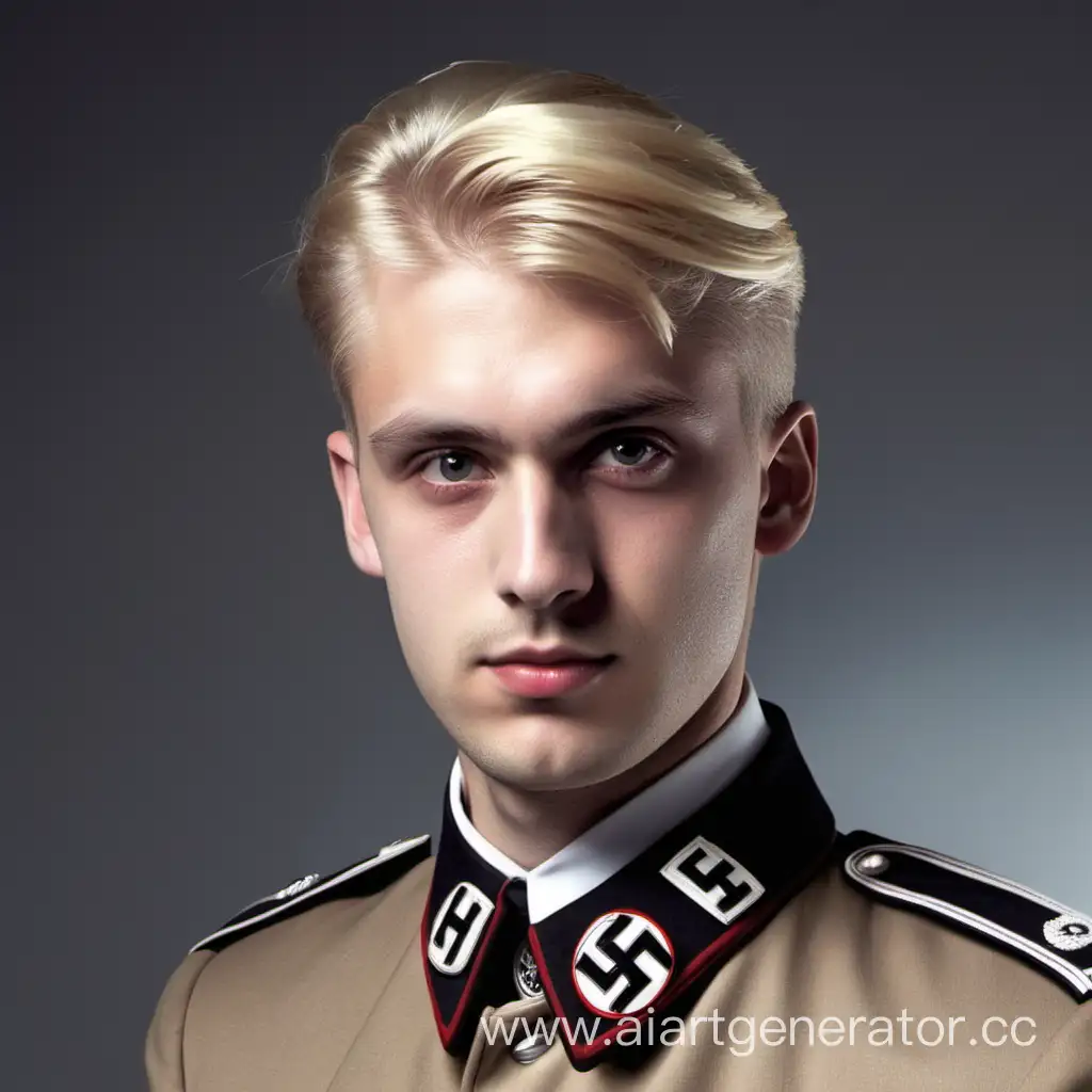 парень со светлыми волосами  в форме нацисткой германии