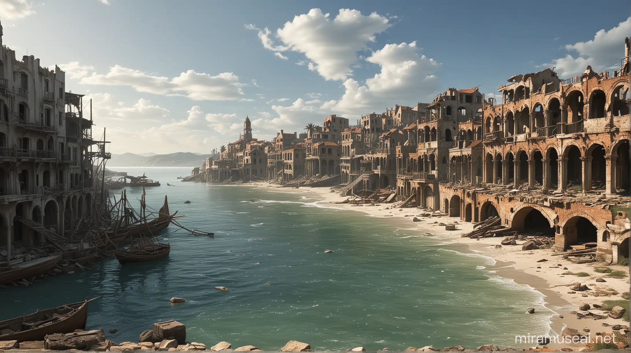 A ruined seaside city
