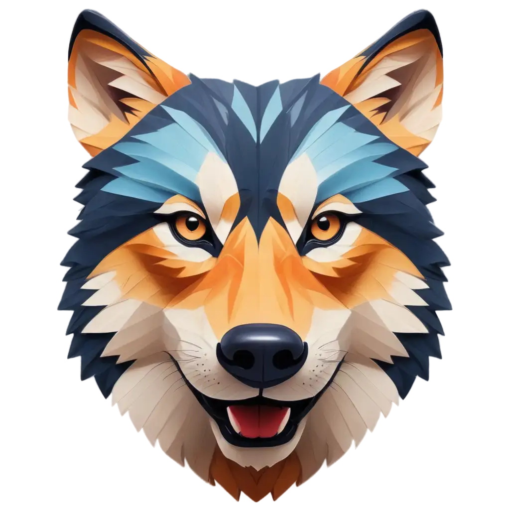 3d colorful wolf face design