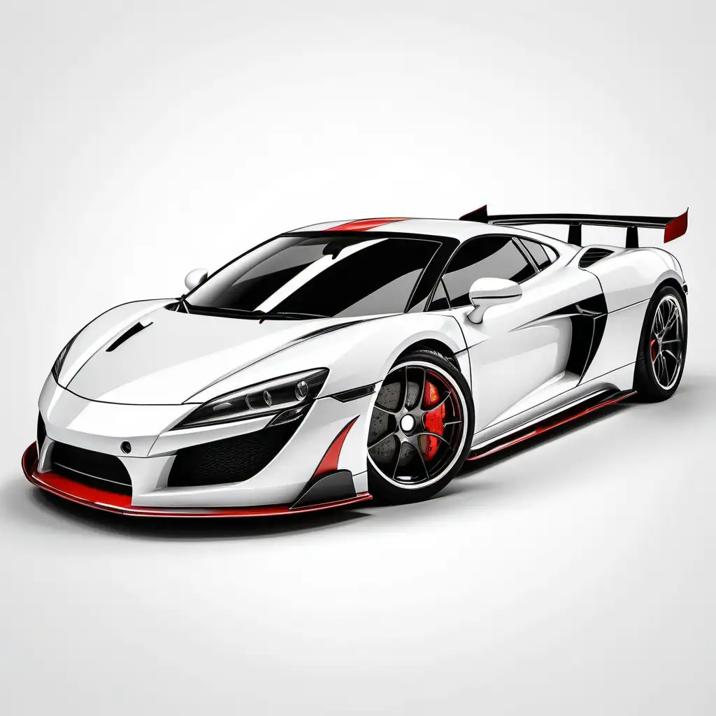 Luxurious Detailed Sports Car on White Background