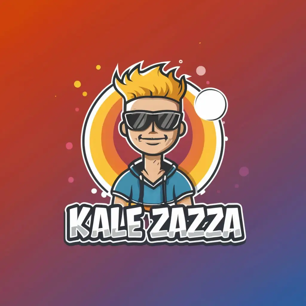 a logo design,with the text "Kale zaza", main symbol:cartoon guy in shades,complex,clear background