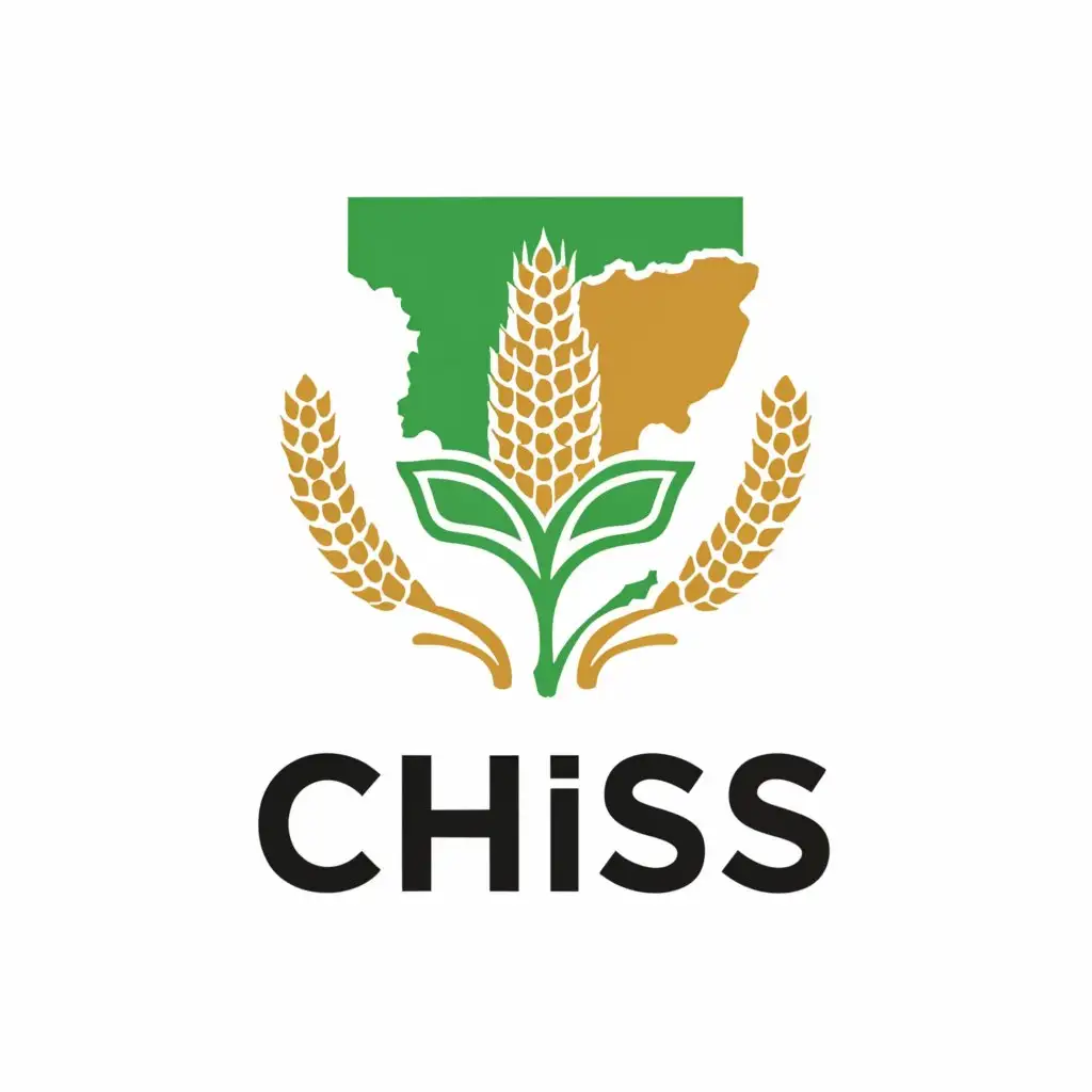 a logo design,with the text "CHISS", main symbol:Map of South Sudan, Sorghum and Maize crops,Moderate,clear background