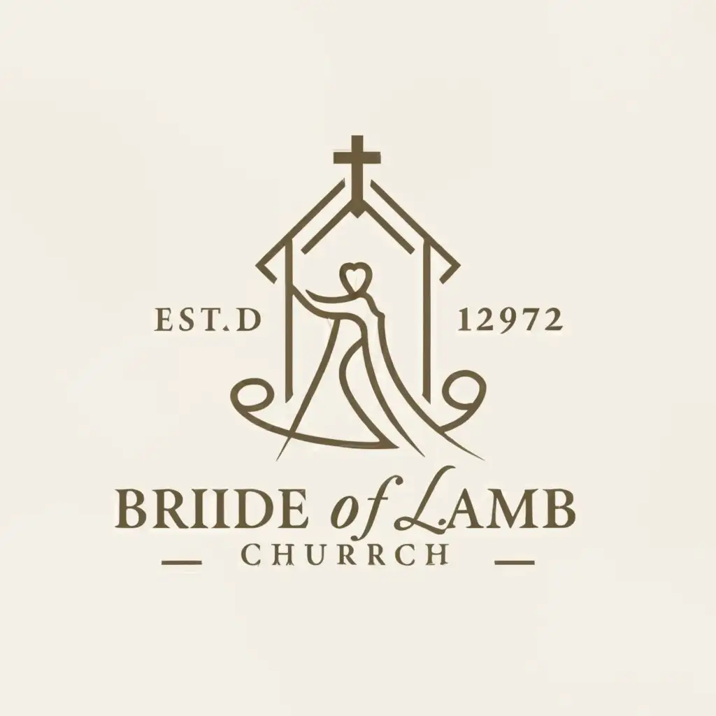 LOGO-Design-For-Bride-of-Lamb-Church-Classic-Cross-and-Bride-Emblem-on-Clear-Background