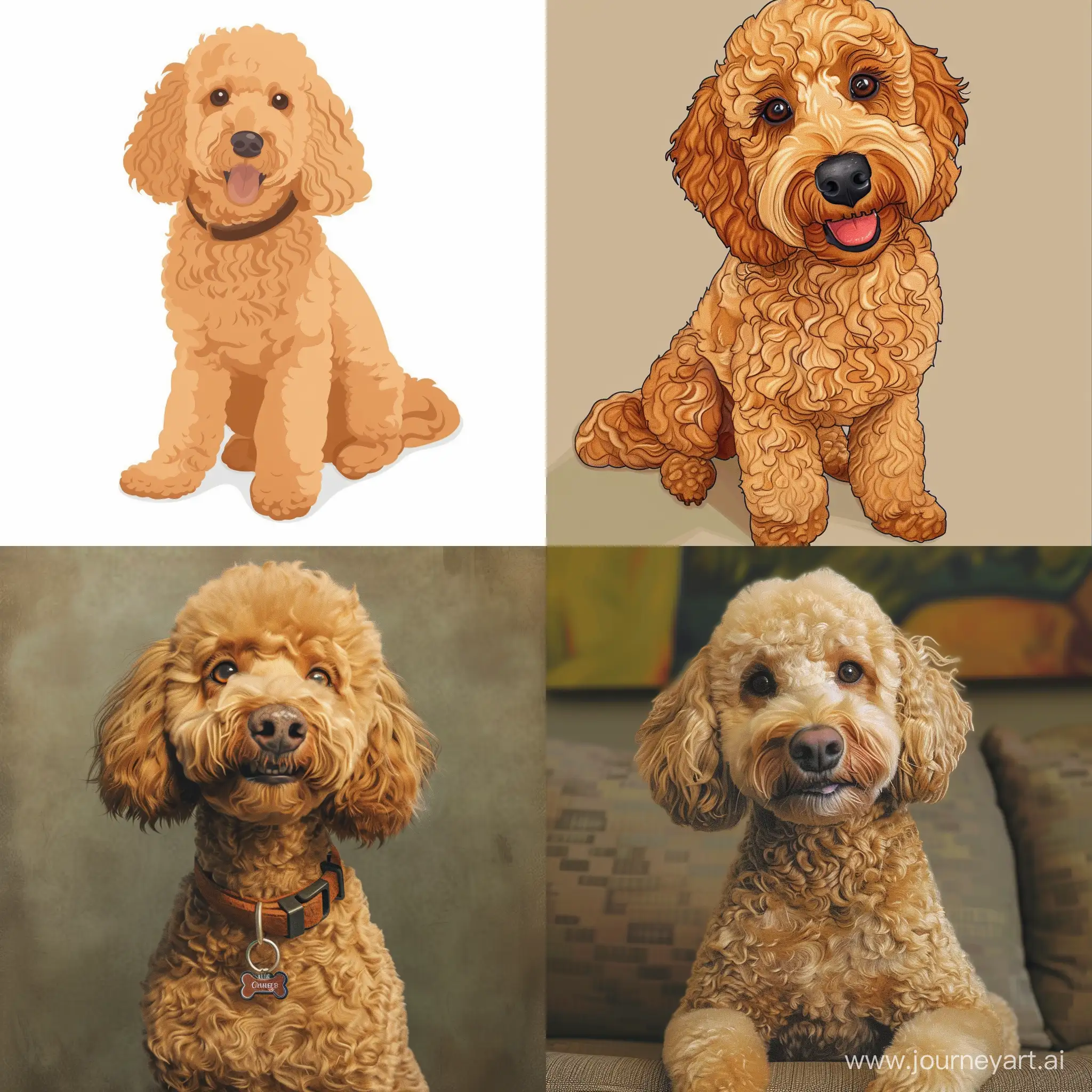 Generate a profile picture for instagram of animated mini poodle standard color named Ginger