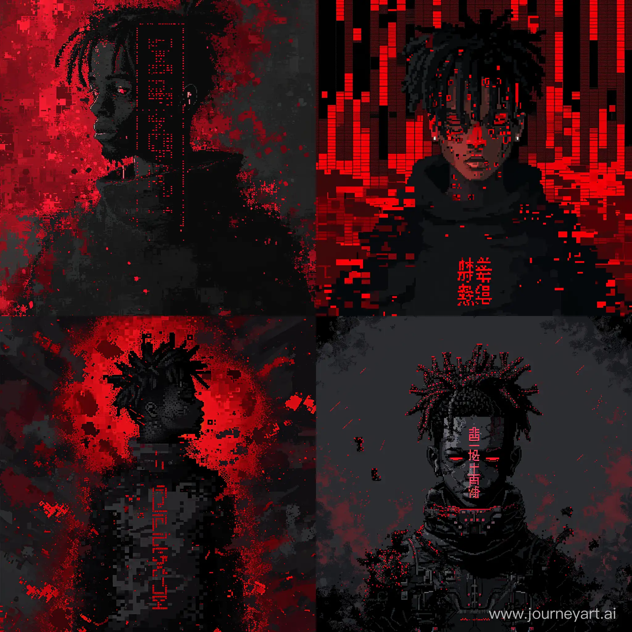 Pixel-Avatar-in-Sikwil-Gothic-Font-Black-and-Red-Noise-with-XXXTentacions-Notes