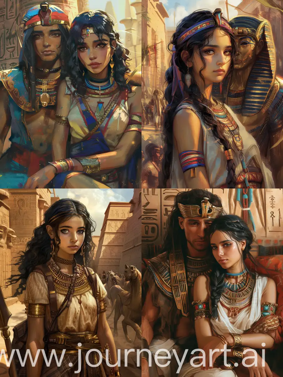Fantasy, девушка с темными волосами и принц Египта, попаданка для фараона