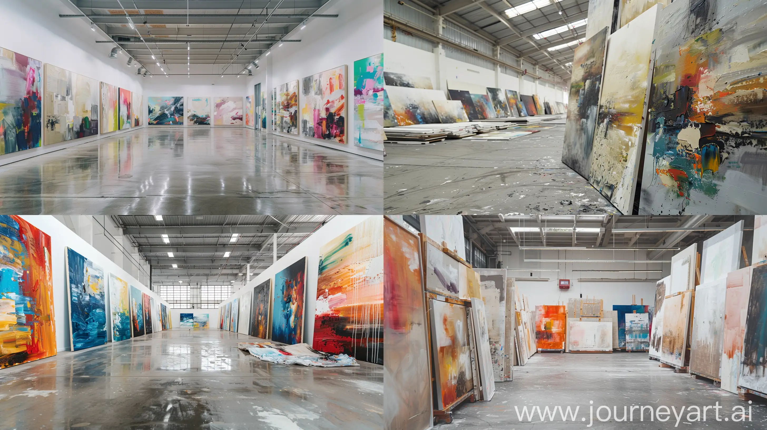 Vibrant-Abstract-Oil-Paintings-in-Factory-Setting