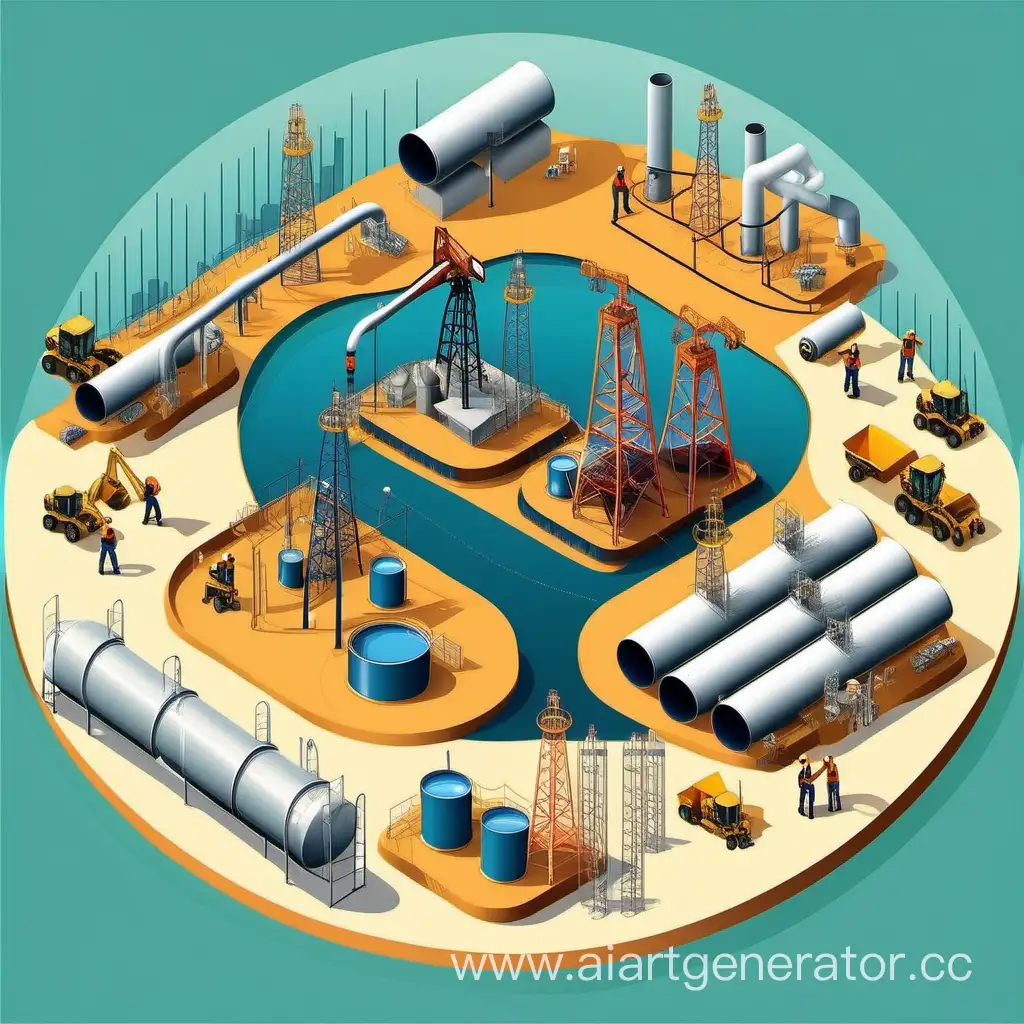 Oil-and-Gas-Pipeline-Construction-with-Workers-Vector-Graphics-in-Circular-Design
