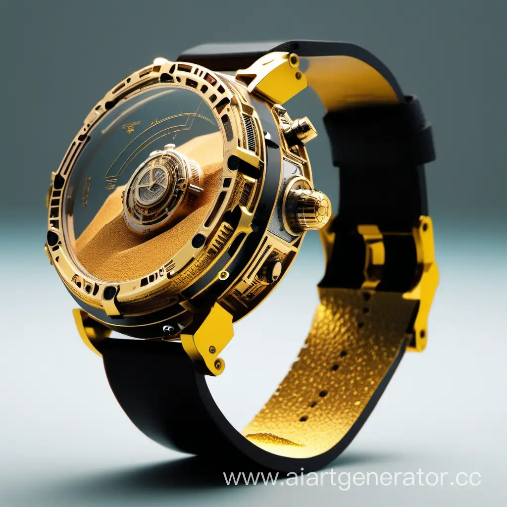 Futuristic-Cyberpunk-Golden-Sand-Watches