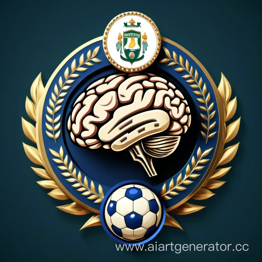 эмблема футбол, мозг, шапочка магистра