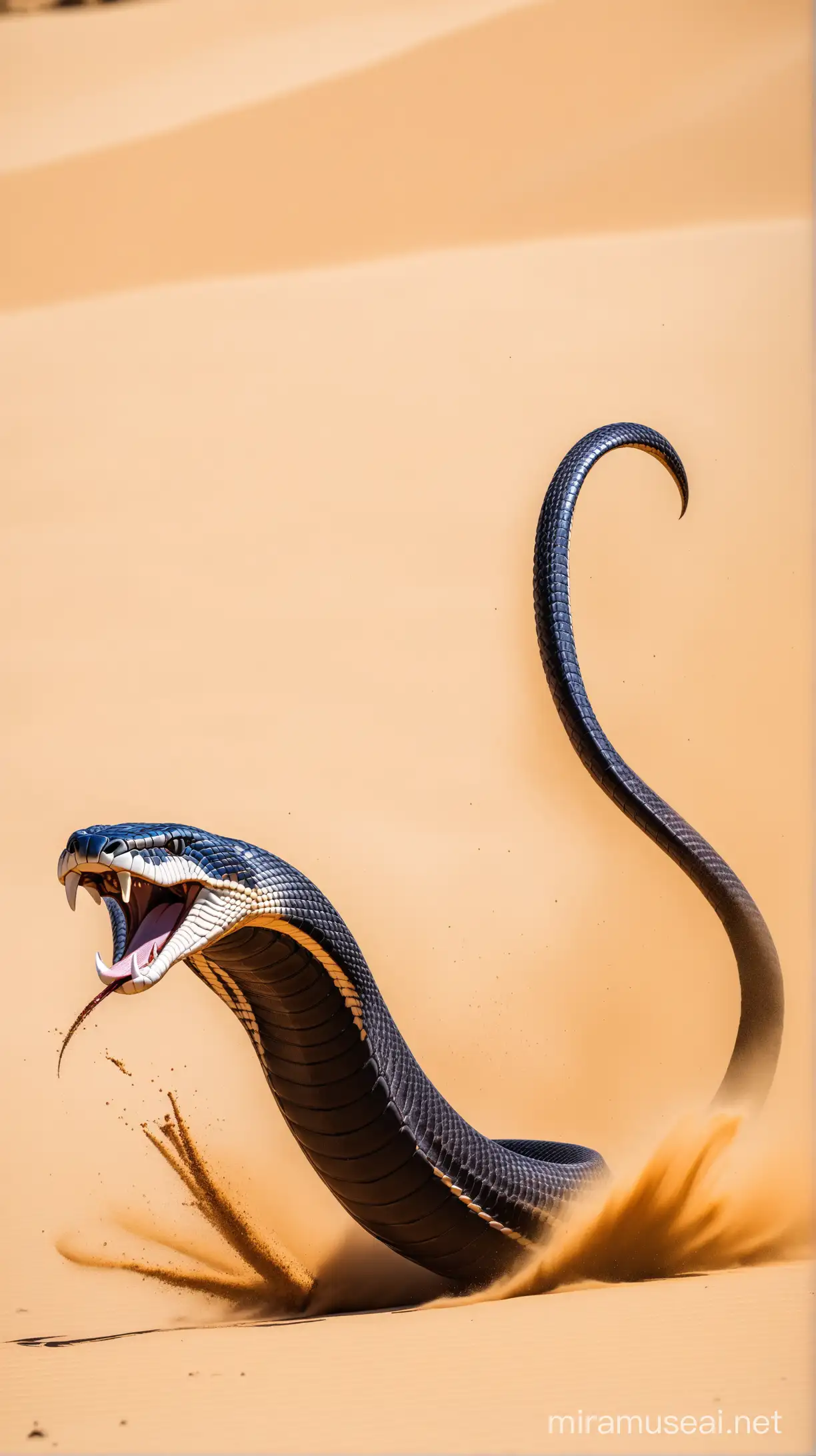 Aggressive Cobra Attacking Prey in the Wilderness