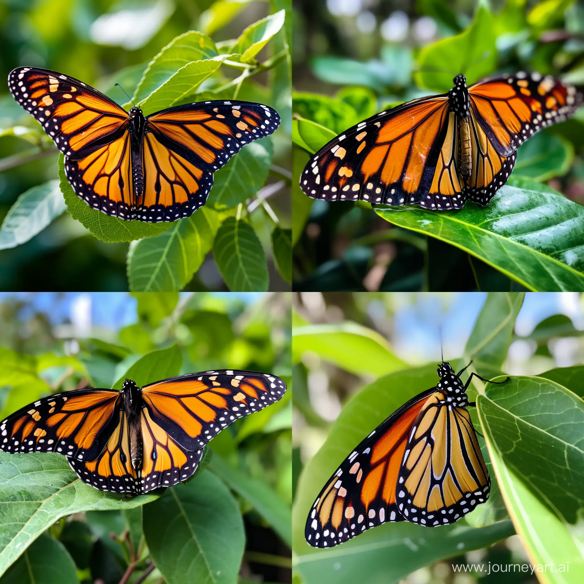 Vibrant-Monarch-Butterfly-on-Green-Leaf-in-Stunning-11-Aspect-Ratio