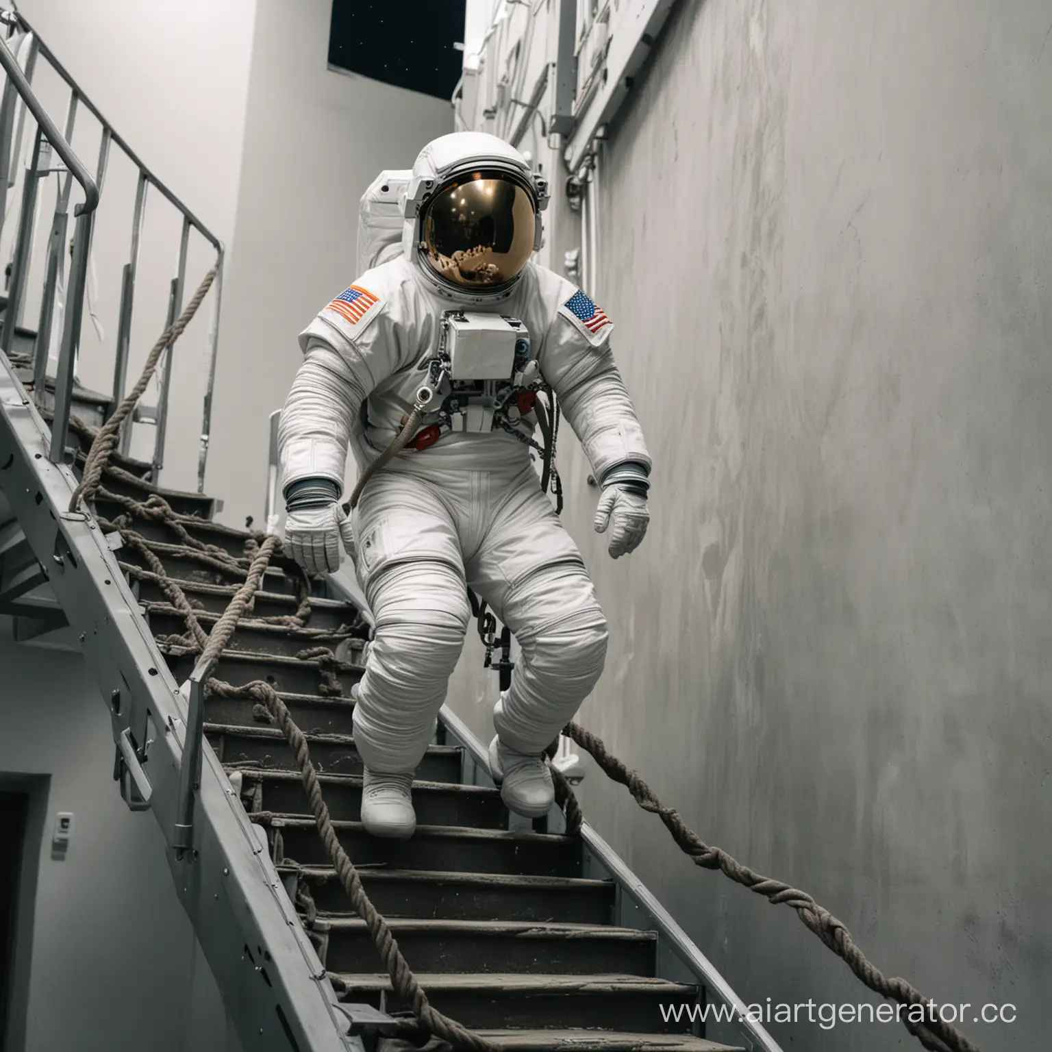 astronaut climbing stairs