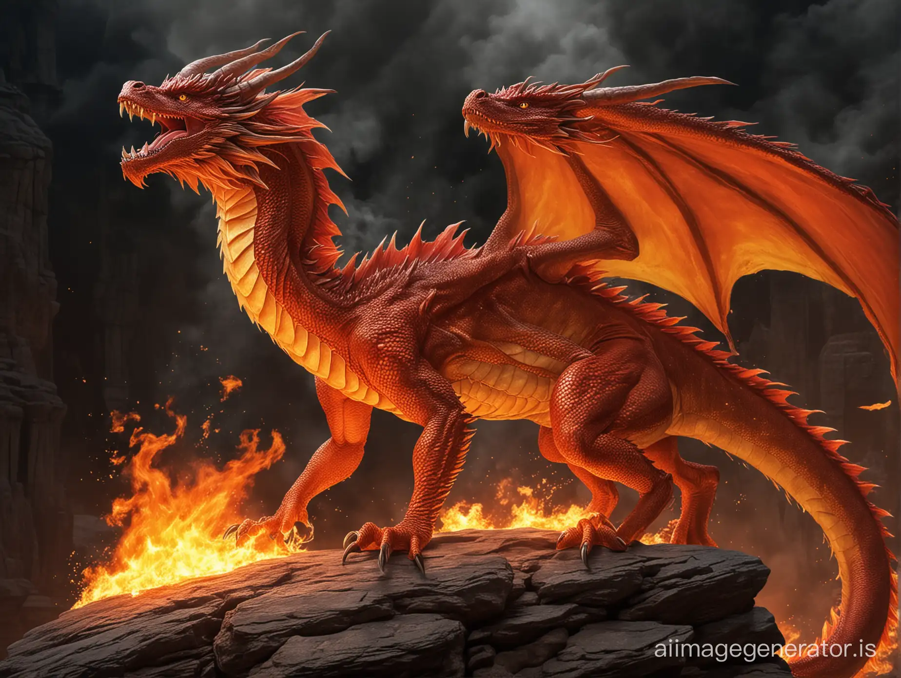 Majestic-Fire-Dragon-Soaring-Through-Volcanic-Landscape