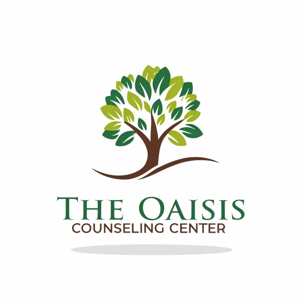 a logo design,with the text "The Oasis Counseling Center", main symbol:a peaceful abstract tree,Moderate,be used in Medical Dental industry,clear background