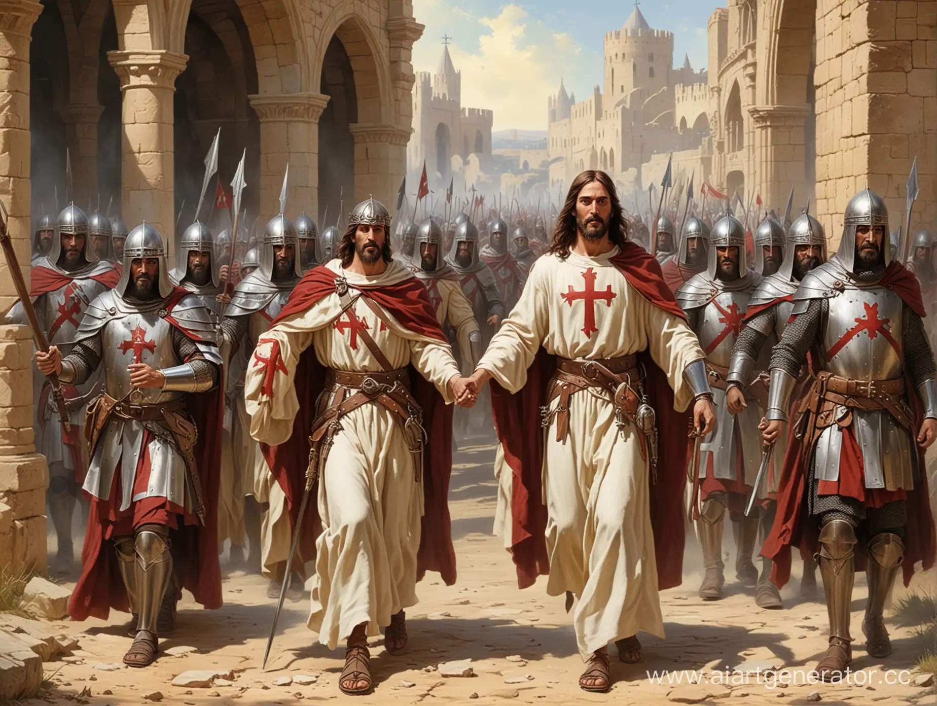 Templar-Crusaders-Escorting-Jesus