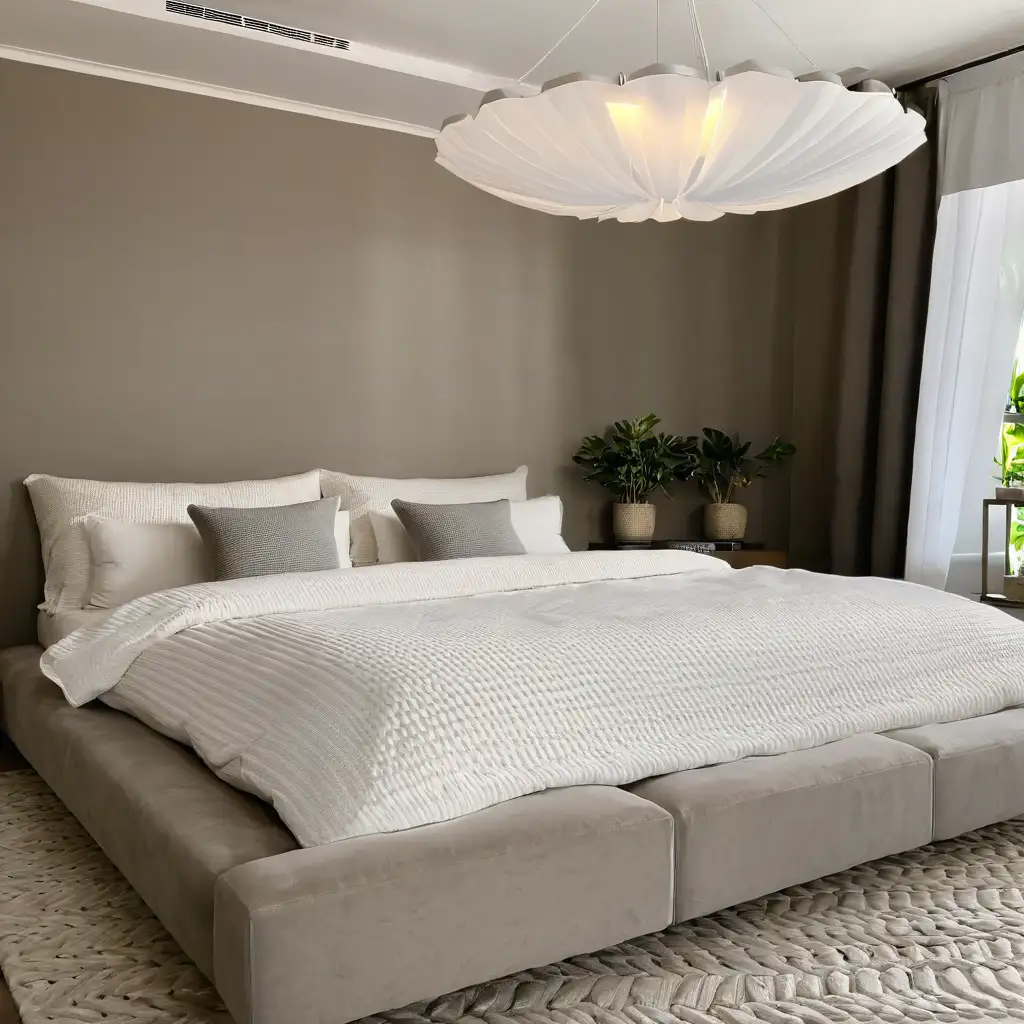 Cozy Bedroom with Warm Lighting and Minimalist Decor