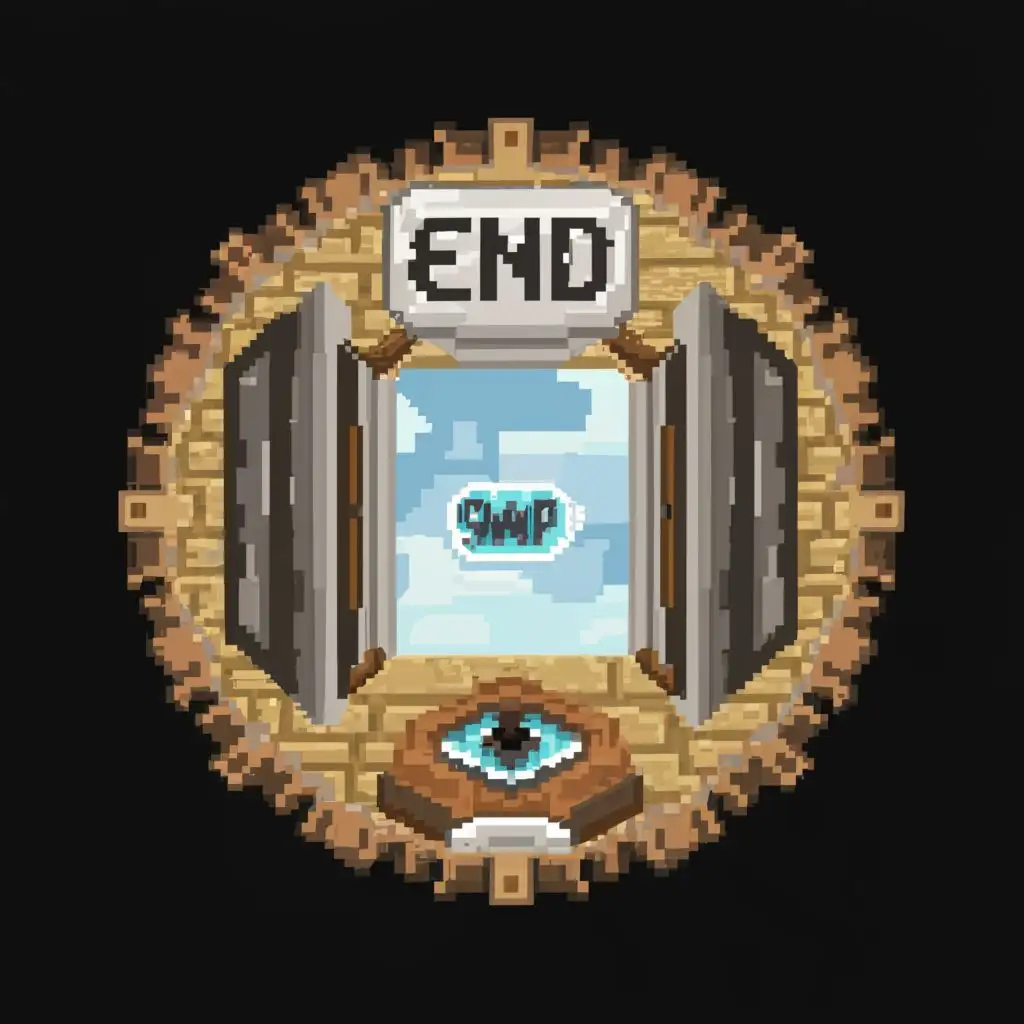 logo, Portal "The End" From Minecraft, with the text "END SMP", typography